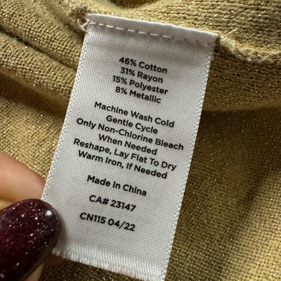 Talbots Gold Metallic Shimmer Vneck Tunic Sweater 2X - Picture 7 of 7